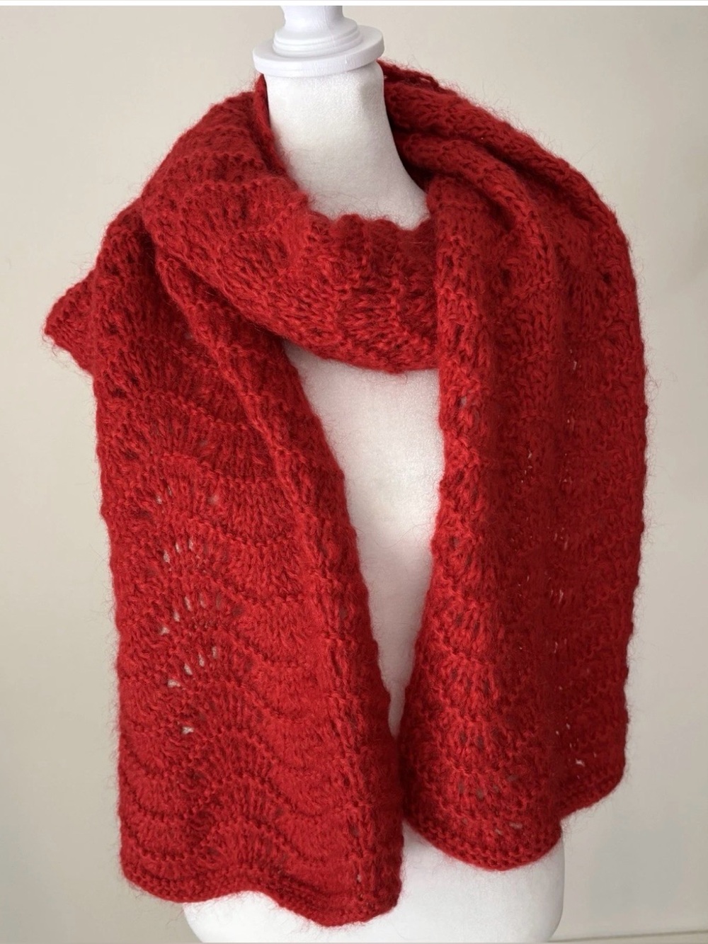 H&M Chunky Red Knit Wrap Shawl Scarf Christmas Holiday